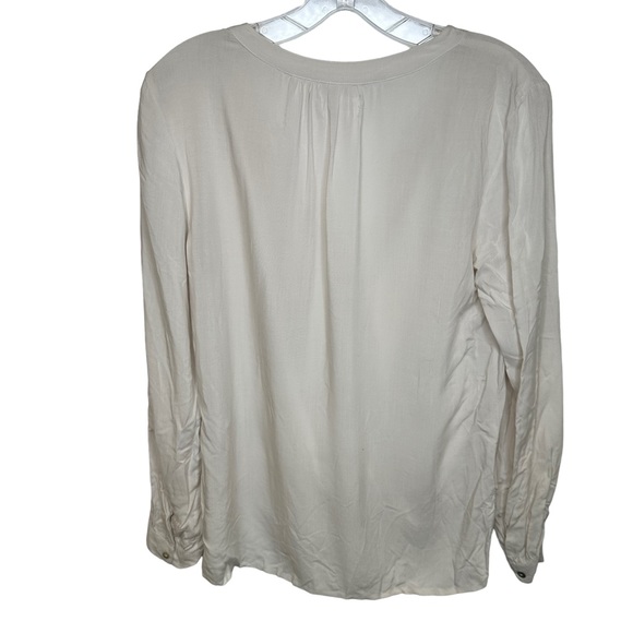 Velvet by Graham and Spencer trinette cream mixed media cotton blend blouse XS - Picture 9 of 10